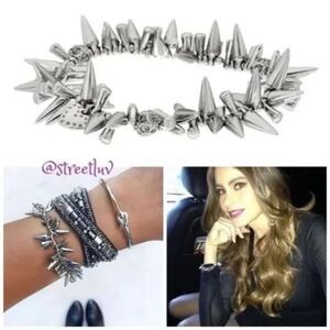 stella & dot ~ renegade cluster bracelet silver ~ edgy spikes